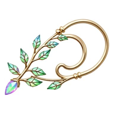 Elvish Druidic natural realistic iridescent fae shiny sparkly translucent diaphanous ear climber ear cuff ear piece apparel sticker