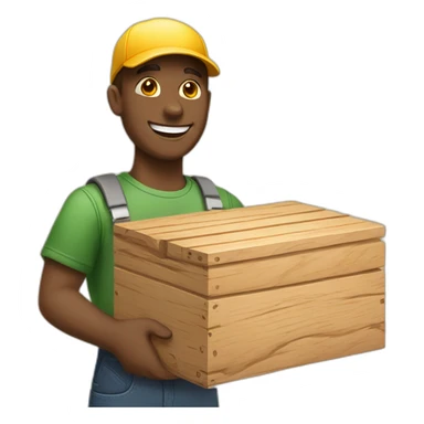  A person holding a box of wood with a beautiful smile will make any wooden product you want sticker