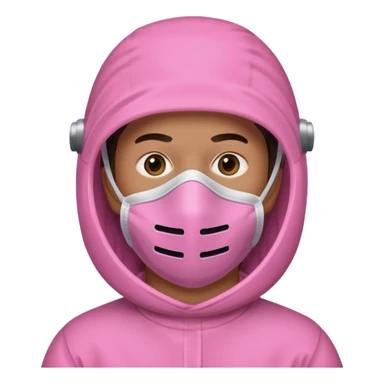 man in pink protection clothes with full-faced pink mask covered whole face sticker