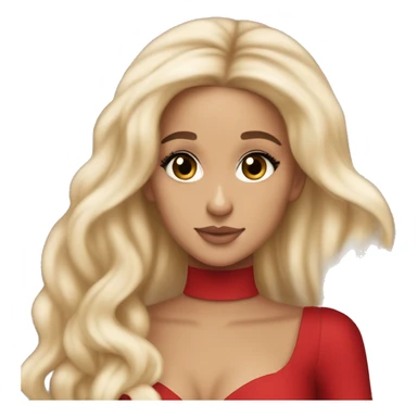 ariana grande, blonde hair, red dress, ethereal posing, light skin sticker