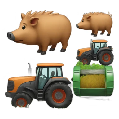boar in tractor sticker