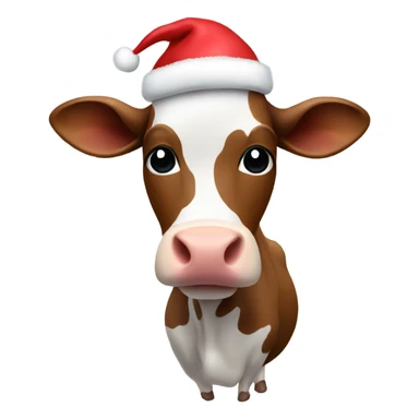 Cow with a Christmas hat sticker