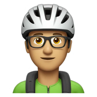 Man with cycling helmet with glasses sticker