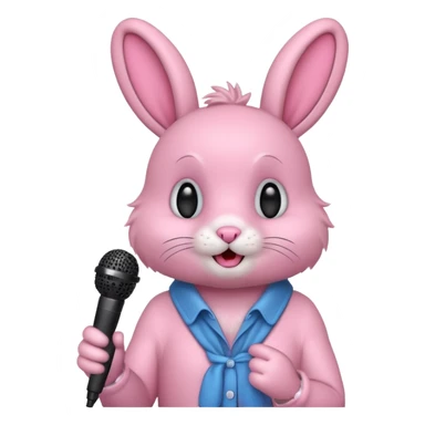 pink bunnie singing , holding mic sticker