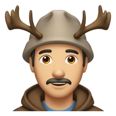 Man Hat brown eyes with Moose antlers sticker