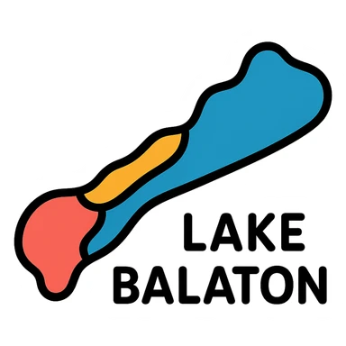 colorful Lake Balaton icon with color outline sticker