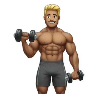 muscled man with dumbbells sticker