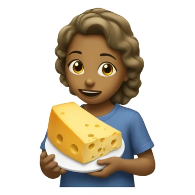 Girl eating cheese sticker