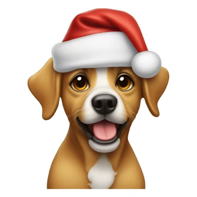 Dog wearing a Santa hat sticker