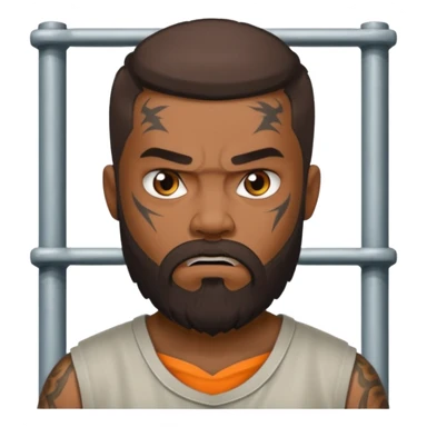 angry tattooed bearded boy male prisoner with prison cell bg sticker