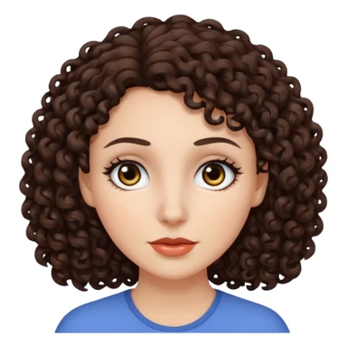 White woman with dark brown curly hair. and black eyes sticker