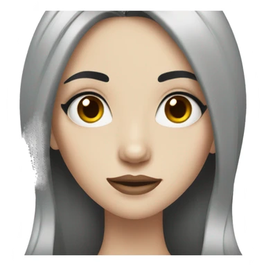 Pale girl with long black hair and makeup sticker