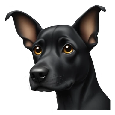 Black dog with one ear up and one ear folded down sticker