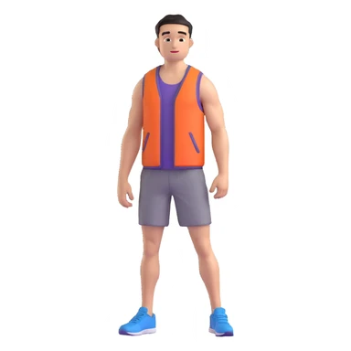 tall athlete standing in vest and shorts sticker