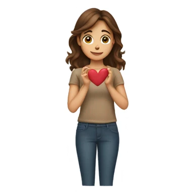 Brown haired girl making a heart with her hands  sticker