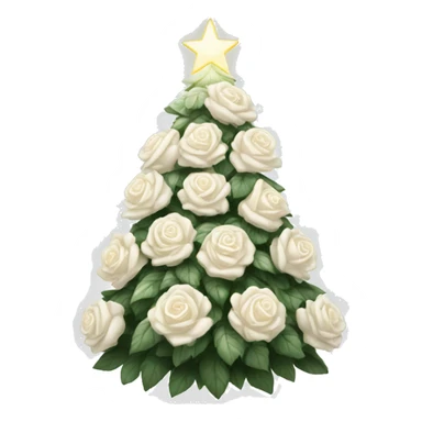 White Christmas tree decorated with big white roses and glowy lights sticker