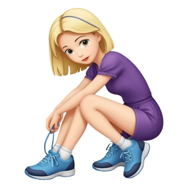 girl tying her shoes sticker