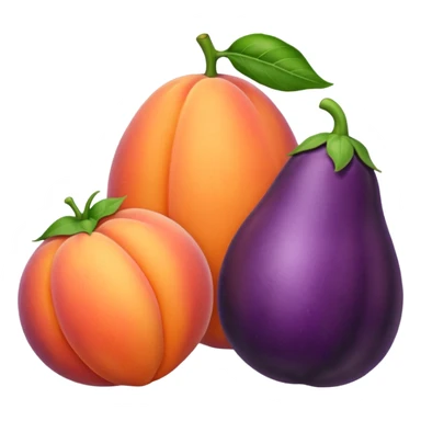 Peach with eggplant between sticker