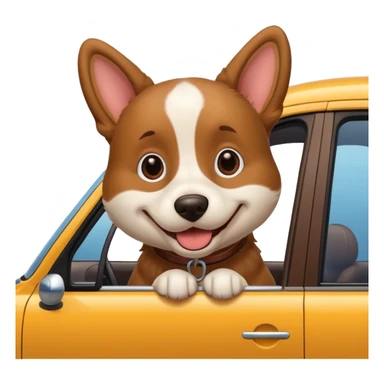 Car with dog sticking out head from window sticker