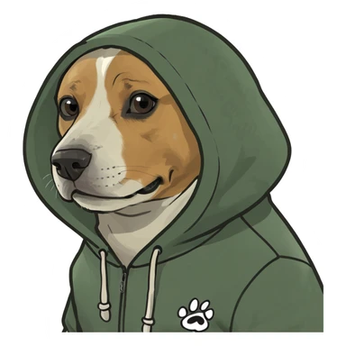 dog wearing a hoodie sticker