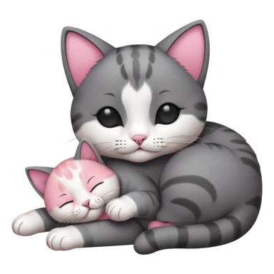 dark grey and white small cat with its eyes closed lying down leaning on its elbow with its paw curled under its head holding it up sticker