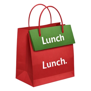 christmas paper lunch bag with the word lunch on it sticker