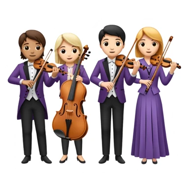 quartet of violin, flute, viola, and cello sticker