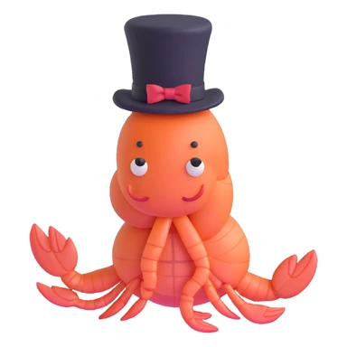 shrimp wearing a top hat sticker