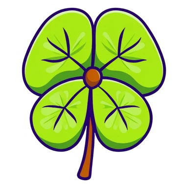lucky four-leaf clover and kiwi fruit sticker