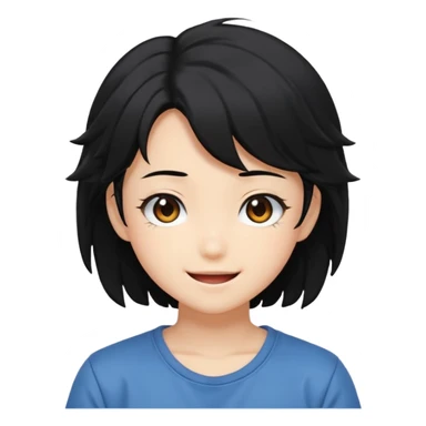 Anime happy figure Tokyo with messy black hair sticker