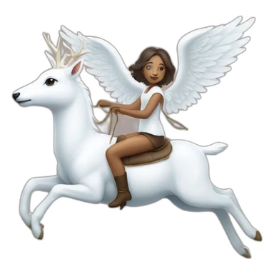 Twin angel riding a white deer sticker
