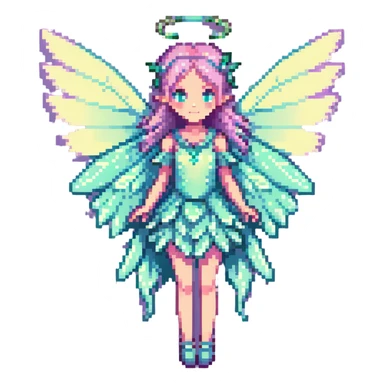 fairy with glowing wings, pastel palette sticker