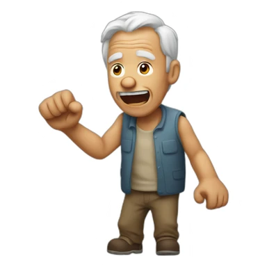 old man yelling with his arm up sticker