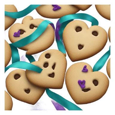 Cookie heart with teal purple ribbon sticker