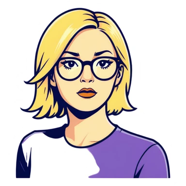 Make a sticker of a 60 year-old very tall, blonde woman with glasses that’s rooting for the ravens sticker