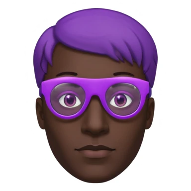 Cyberpunk man head 3d puruple cyber-glasses half rotate face 3d sticker