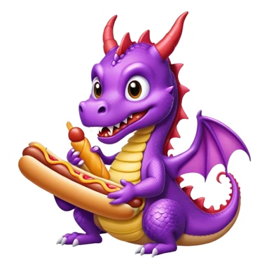 purple dragon eating a hotdog sticker