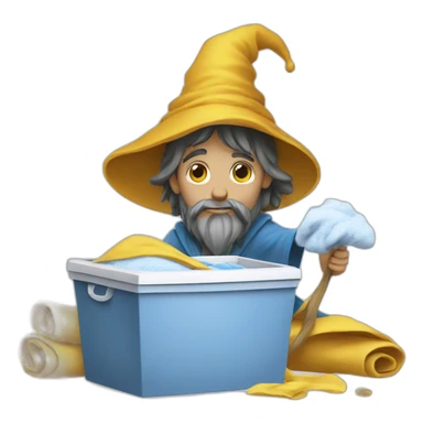 A wizard doing laundry sticker
