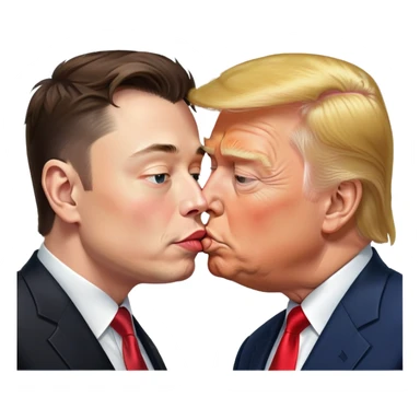 elon musk and donald trump kissing  sticker