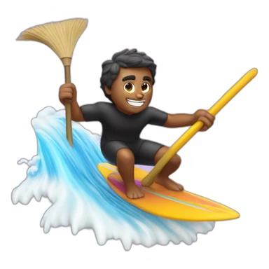 Philippe Katerine surfing with a broom on lava sticker