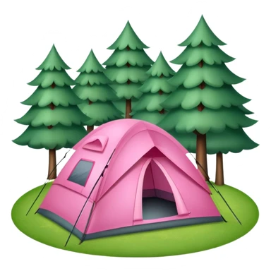 pink camping tent on green grass with trees sticker