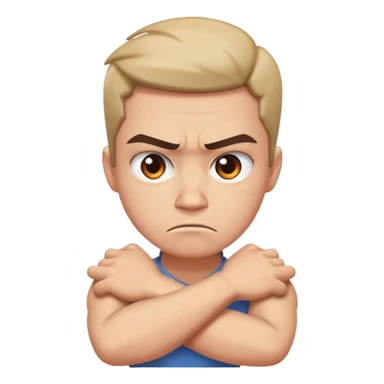 Arms crossed on neck angry face sticker