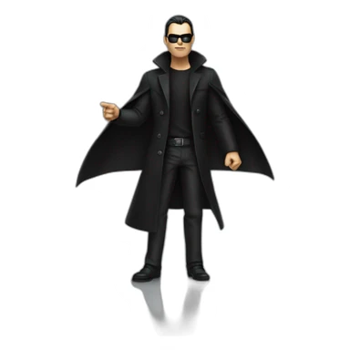 matrix man, pointing his finger, dressed in a long black coat. sticker