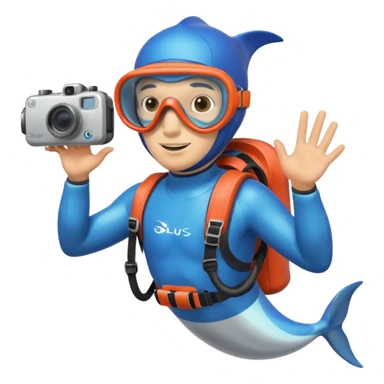A brave dolphin diver in flippers and mask, exploring coral with a waterproof camera.

 sticker