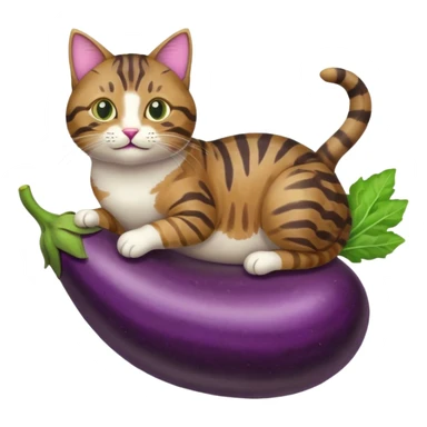 cat riding an eggplant sticker
