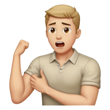 Arms crossed holding neck yelling guy sticker