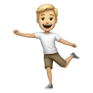 an illustration of a white man doing a cartwheel wearing a neutral-colored t-shirt sticker