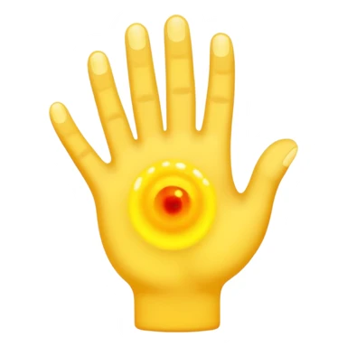 A hand with a thermal camera effect, yellow color sticker