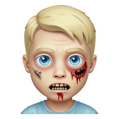 blond boy with defined face and blue eyes zombie style memoji sticker