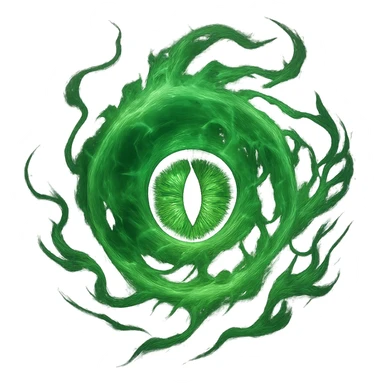 a mystical green energy ball with an eye in the middle, surrounded by swirling energy sticker